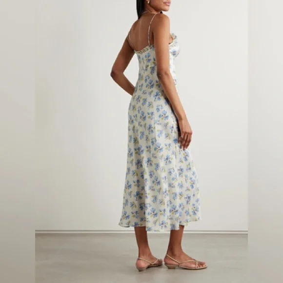 DÔEN ruffled floral-print midi dress size 2 - Picture 2 of 14